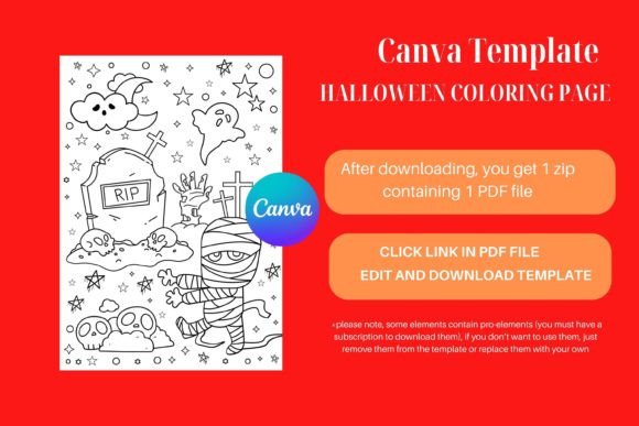 Download Happy Halloween Coloring Page Canva - Premium Resources